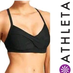 Athleta Black Sports Bra with Wrap-Style Front